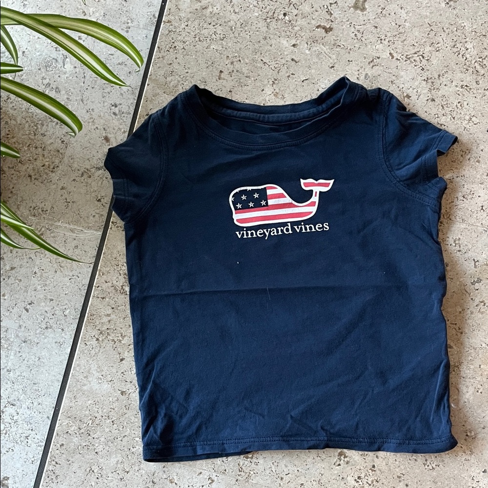 Vineyard Vines Kids Navy T-Shirt with Patriotic Whale